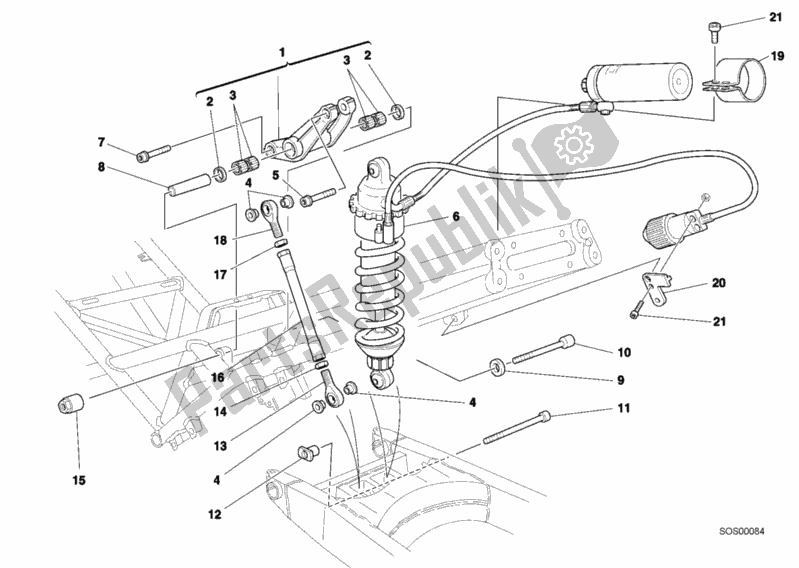 Wszystkie części do Tylny Amortyzator Ducati Sport ST4 S 996 2001